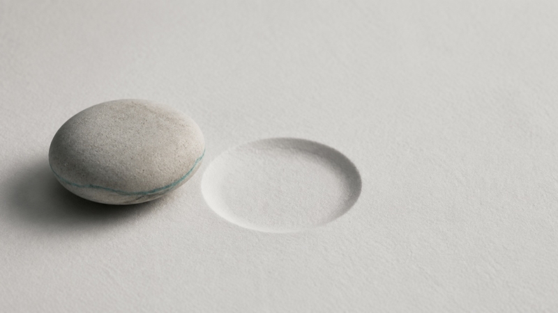 A single stone beside an empty indentation of the same size, representing the choice between saving and removing a tooth.