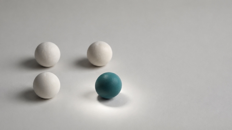 Four spheres with one teal sphere picked out by a circle of light, representing selective monitoring of wisdom teeth.